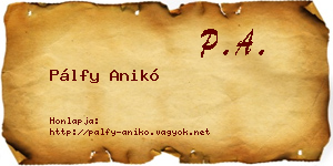 Pálfy Anikó névjegykártya